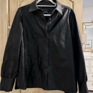 French connection black leather blouse. Size 8. Great condition